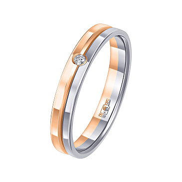 Обручальное кольцо из красного и белого золота с бриллиантами 432-010-333