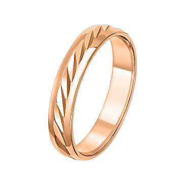Обручальное кольцо из красного золота с алмазной гранью 200-000-611