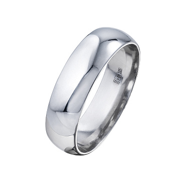 Классическое гладкое обручальное кольцо из белого золота 110-000-550