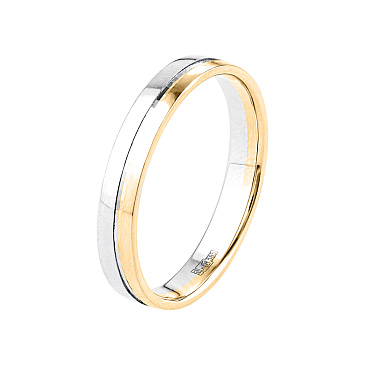 Обручальное кольцо из белого и желтого золота узкое 440-000-318
