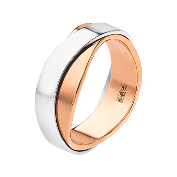 Обручальное кольцо двухсплавное из красного и белого золота 730-000-218