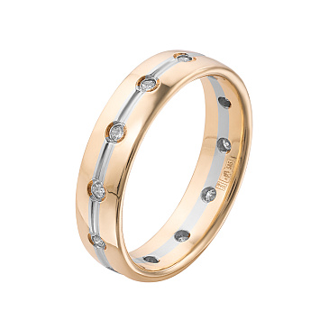 Обручальное кольцо двухсплавное с бриллиантами 462-120-879