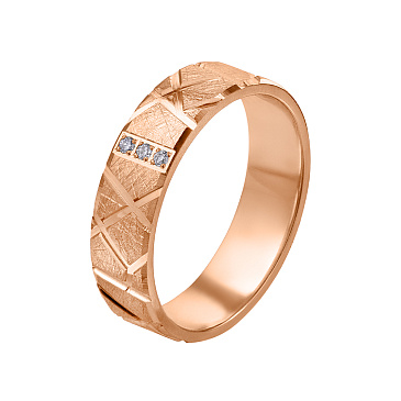 Обручальное кольцо из красного золота с бриллиантами 502-030-178