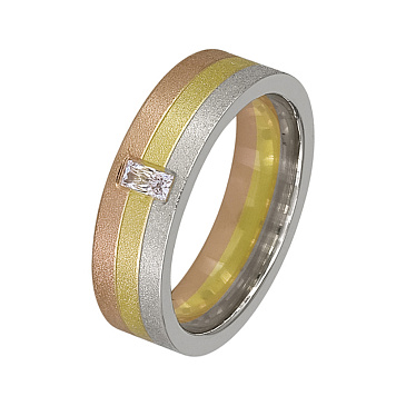 Обручальное кольцо из красного, желтого, белого золота с бриллиантами 492-010-390